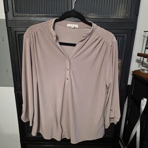 Women's Beige Button-Up Blouse
